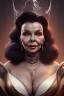 Placeholder: Joan Collins as evil queen in black leather, leather, busty, cleavage, angry, stern look. character design by cory loftis, fenghua zhong, ryohei hase, ismail inceoglu and ruan jia. unreal engine 5, artistic lighting, highly detailed, photorealistic, fantasy