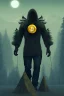 Placeholder: running berserker portrait , no face, black jogging suite , in the night Alps , holding bitcoins , angels background, volumetric gold light, high detail, dark leaf tree, dark mountains in background, perfect