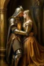 Placeholder: Historical oil painting expressing love The eternal between a princess and a knight Photorealistic