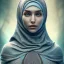 Placeholder: close up portrait of woman in hijab, fine detail, highly intricate, modern surrealism painting, defined cracks and breaks, high-quality, volumetric lighting, 8k, ultrahd, George Grie, Marco Escobedo, Igor Morski,Brian Froud, Howard Lyon, Selina French,