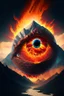 Placeholder: Flaming eyeball with mountains inside