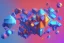 Placeholder: 3D colorful geometric installation, simplistic, studio lighting, C4D, 16k, Behance, Artstation, centered, top down camera, vibrant