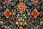 Placeholder: Intricate, masterful and repeating Valdres-style rosemaling design inspired by Sigmund Aarseth, traditional blue, green, red and yellow colors, on a black background, minimalist, line art, Watercolor, trending on artstation, sharp focus, studio photo, intricate details, highly detailed, by Sigmund Aarseth