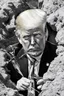 Placeholder: trump justinsun ethereum battle in the trenches seeing the future in the style of surrealism black and white