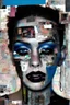 Placeholder: Ultra detailed medium portrait painting of a woman, abused, chaos and dark,torn up collage strips of photo clippings, graffiti spots in background,matrix effects, punk visual art, punk art aesthetic, graffiti art, pop surrealism, collage art, cluttered paint glitches