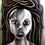 Placeholder: Paper. Pencil sketch art .the face of A young black woman. A wood nymph emerging from the forest. Her hair looks like vines. Dreadlocs. Her skin is the colour of dark soil. Her skin looks like tree bark. Her clothing is made of vines, grass and leaves.