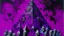 Placeholder: A purple haunted cosmic pyramid with ghosts painted by Andy Warhol