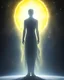 Placeholder: A glowing silhouette of a human figure. The figure is gender-neutral and is white and surrounded by a radiant white/yellow aura. The entire scene should have a soft, mystical glow and a dreamlike quality.