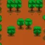 Placeholder: escena de un juego en pixel art desde angulo alto de un camino de tierra rodeado por arboles de copa redonda todos del mismo tamaño