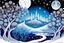 Placeholder: graphic drawing winter fantastical landscape, moon, round tree crowns, ice flowers, cold colors, a flat image with careful drawing and tracing of every detail, black background, cosmic bright color, folk art, Epic cinematic brilliant stunning intricate meticulously detailed dramatic atmospheric maximalist digital matte painting, perfect composition, masterpiece