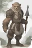 Placeholder: Dnd a young bugbear with white fur and leather armor