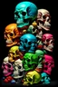 Placeholder: a stack of 1000 nearly anatomically correct cartoonish skulls, vivid colors, dark comedy, well lit, high detail,