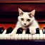 Placeholder: photo of a cat playing piano