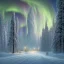 Placeholder: A large cube of black crystal in a northern landscape with snow-covered trees and northern lights in the sky, by Peter Mehrbacher, Thomas Kinkade and Raphael Laxte, masterpiece, image, highly detailed, detailed, intricate, trend at Artstation