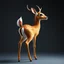 Placeholder: full body of an adult bald white tail deer, sultry, seductive, standing with a front leg lifted. with big smile, looking back, and big eyes looking back , tail upward, on flat background, in the style of 'My Little Pony' and Bambi, fantastic lighting