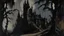 Placeholder: A brownish black dark shadow castle in a nightmare realm painted by John Marin