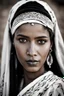 Placeholder: Portrait of a beautiful amazigh woman with black white skin, and innocent features