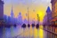 Placeholder: Sunny day, cyberpunk city, moedern cars, alfred sisley impressionism painting