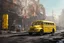 Placeholder: high quality, unreal engine, yellow color, 1953 vintage school bus, <Lora:cyberpunk_vehicle v1.0> cyberpunk it’s, day time