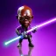 Placeholder: Bald Samuel jackson purple jedi bobblehead holding a lightsaberS and boots,