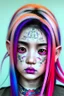 Placeholder: asian cool stylish, billie elish lookalike, with piercings,rainbow hair, androgynous look, epic colour treatment, cinematic colour treatment, meticulously intricate perfectly symmetrical extremely detailed, pixiv daily ranking, pixiv, extreme depth of field, artstation, spectacular details, volumetric lighting, masterpiece, cinematic, Hollywood production, 8k resolution, high definition, max octane render, vivid colors, max resolution, max perfectionism, realistic composition, professional photo