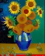 Placeholder: Girasoles de Vicent Van Gogh en metal brillante, florero plateado brillante, arte digital 3D maximalista, calidad ultra, intrincado, hiperdetallado, increíble obra de arte, 8k