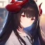 Placeholder: Clear focus,High resolution,High quality, Black long hair, Red eyes, Red horns, Taking a nap