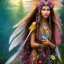 Placeholder: bright native american fairy, beautiful portrait, flowery landscape