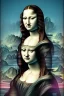 Placeholder: Monalisa portrait, cyberpunk, futuristic