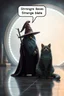 Placeholder: Wizard,snakebat and fat cat, add some fucking realism with no mutants, and a foggy background, and shiny tiled floor, and speechbubble above head saying "Strange place." in front of space portal dimensional glittering device, bokeh like f/0.8, tilt-shift lens 8k, high detail, smooth render, down-light, unreal engine, prize winning