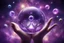 Placeholder: kundalini, connected to the universe, few colours of galaxy, holding galaxies in few hands in glass balls, purple colours