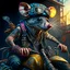 Placeholder: highly detailed and realistic rat gang member wearing a vest and a bandana riding a chopper, high detail, realism, vibrant colours, graffiti accents, complementary colours, splash art, perfect composition, beautiful detailed intricate insanely detailed octane render trending on artstation, 8 k artistic photography, photorealistic concept art, soft natural volumetric cinematic perfect light, chiaroscuro, award - winning photograph, masterpiece, oil on canvas, raphael, caravaggio, greg rutkowski,