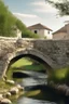 Placeholder: Classic picture of a stone bridge in Italian village