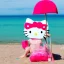 Placeholder: Hello kitty at the beach with goodbye