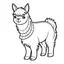 Placeholder: coloring page for kids, simple alpaca with black and bold lines