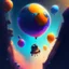 Placeholder: Wall-E, digital art, anime, 4k, full details, high resolution, colorful, alone,space balloons, cinematic