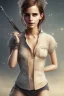 Placeholder: full body, emma watson identify face, animal skin clothing , big busty , dirty face, pintura, ,details,texture,8k quality, florest, Minimalism, Romanticism, Expressionism, Impressionism