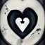 Placeholder: grey and black stone heart-shaped, with antique keyhole inside, on white background