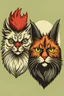 Placeholder: Image of a cat head and rooster face