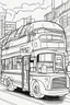 Placeholder: coloring page for kids, electric bus, thick outline, low details, no shading, no color