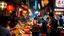 Placeholder: Delicious Chinese street food in Kuala Lumpur at night, eating stalls, eclectic mix of oriental food, award-winning colour photograph, beautiful composition, exquisite detail, Nikon 85mm