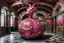 Placeholder: A blackish pink underground dragon palace designed in Matryoshka dolls painted by Claude Monet