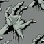 Placeholder: zombie hand claw, attack, comic book style, grey background,