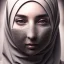 Placeholder: close up portrait of woman in hijab morphing into duststorm, blowing dust, hijab and face turning into dust, artwork manipulation, ray tracing, sharp focus, fine detail, highly intricate, modern surrealism painting, defined cracks and breaks, high-quality, volumetric lighting, 8k, ultrahd, George Grie, Marco Escobedo, Igor Morski,Brian Froud, Howard Lyon, Selina French,