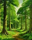 Placeholder: A green forest with giant trees painted by Alan Sorrell