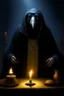 Placeholder: 1970's dark fantasy cover dnd style oil painting frontal webcam picture of pengu the penguin, slave owner dark lord. dark mist and candle lights. Gold coins. gringots bank.