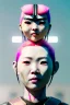 Placeholder: portrait, Asian cyborg woman, samurai warrior :: symmetry photography, cyberpunk style, cyborg eyes, pink hair :: wires connect, perfect eyes, samurai helmet, tiger mask, black samurai army, katana, ghost in the shell, pink, white, black, glow eyes, cinematic, Ultra realistic, dark scene, soft color, highly detailed, unreal engine 5, RTX, ultra detail, 3d, finely drawn, high definition.