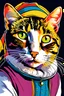 Placeholder: the Cat with a Pearl Earring, ink drawing, colourful, triadic colours, award winning, crisp quality, simple comic style, sharp focus