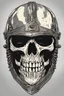 Placeholder: WARRIOR skull helmet, comic style, portrait