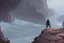 Placeholder: Only one guy and a girl are standing on the edge of a cliff and holding hands